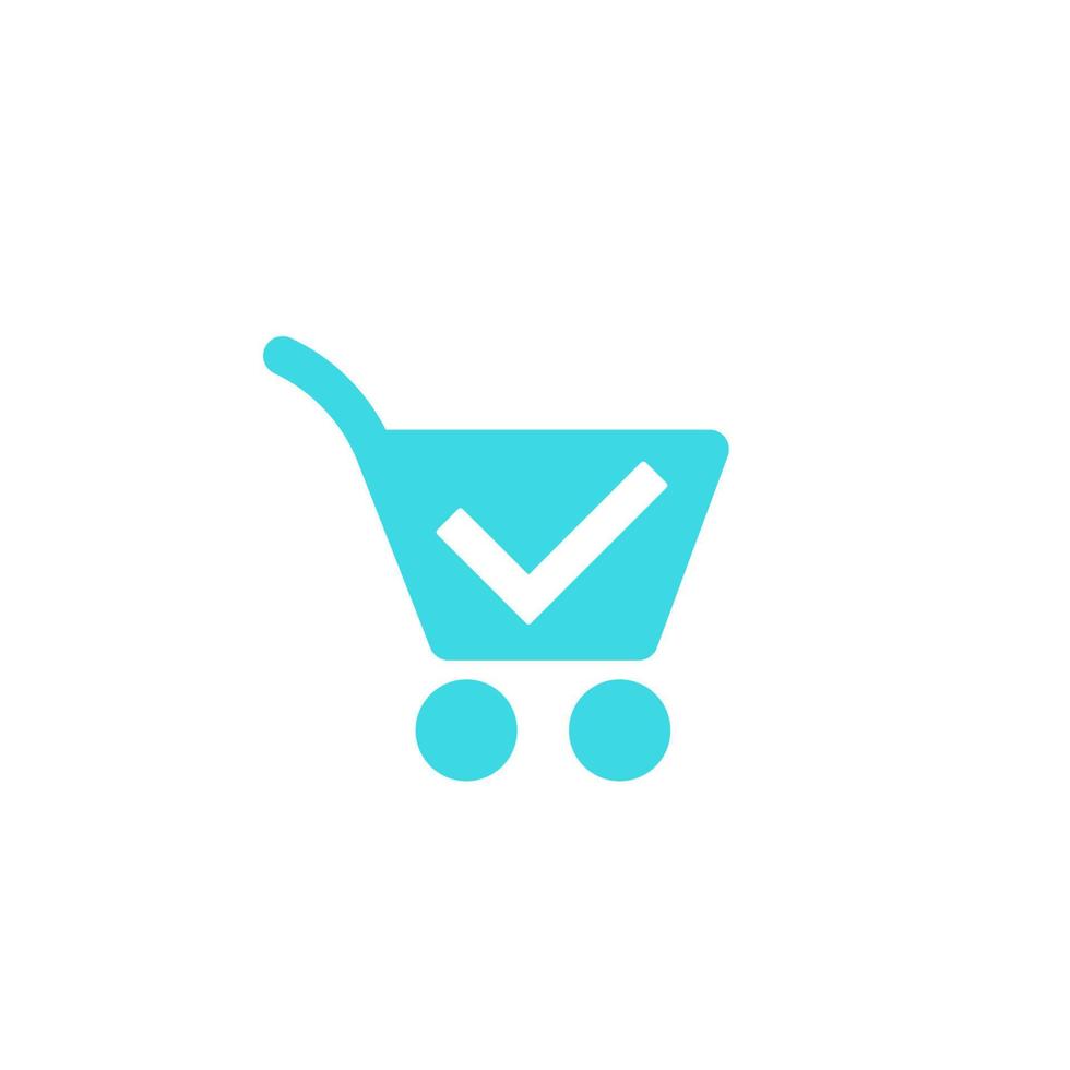 shopping cart, completed order icon on white vector