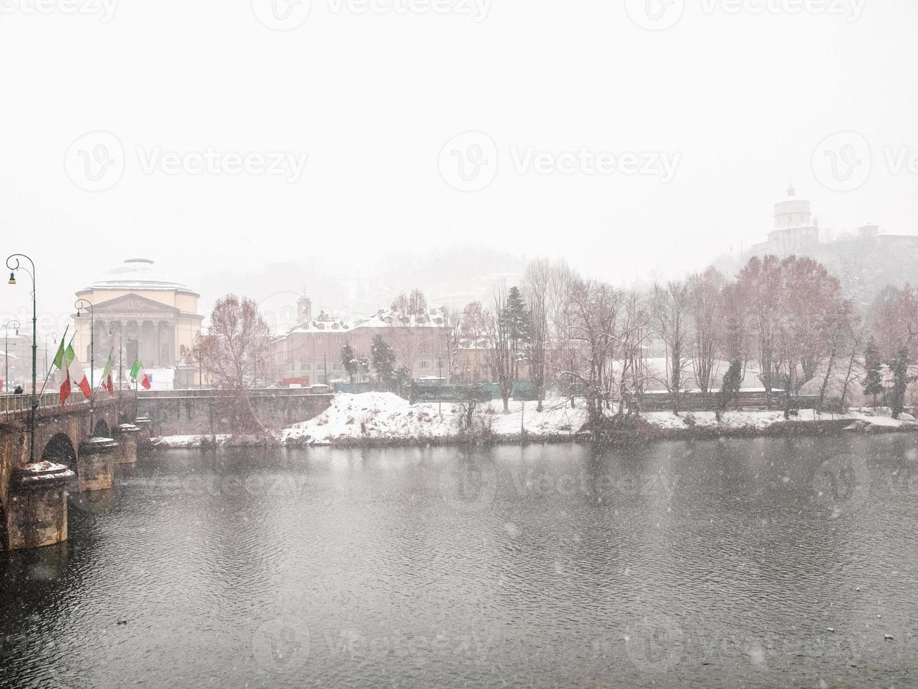 HDR Turin hills under snow photo