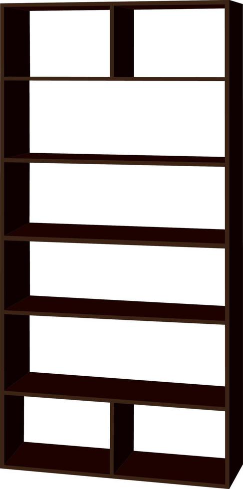 Dark brown bookshelf vector illustration