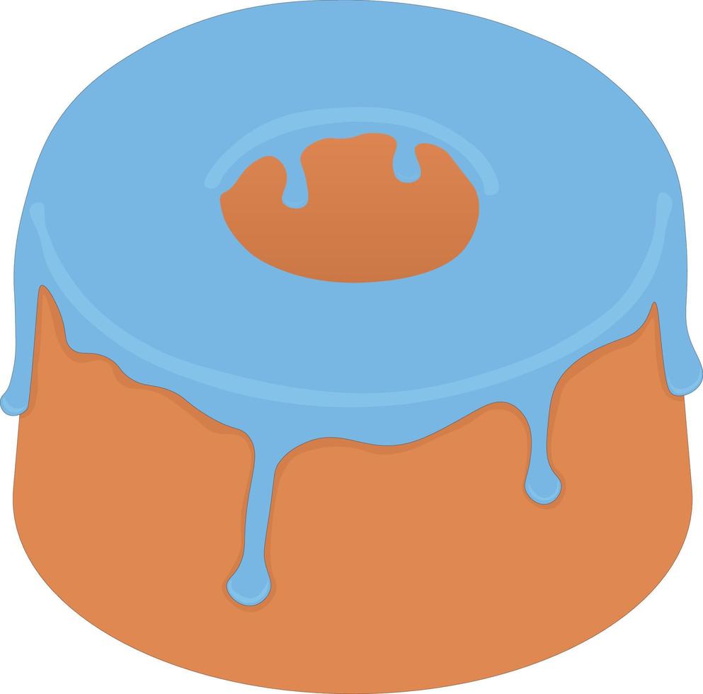 lindo pastel pequeño con crema azul en la parte superior ilustración vectorial vector