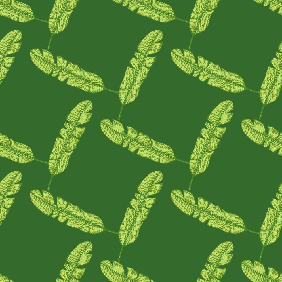 Banana leaves seamless pattern.Vintage tropical branch in engraving style. vector