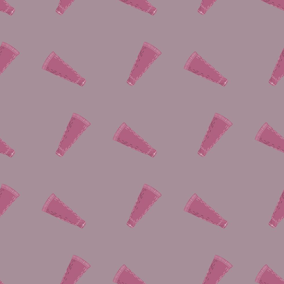 Tube cosmetic cream seamless pattern. Elements spa in doodle style. vector