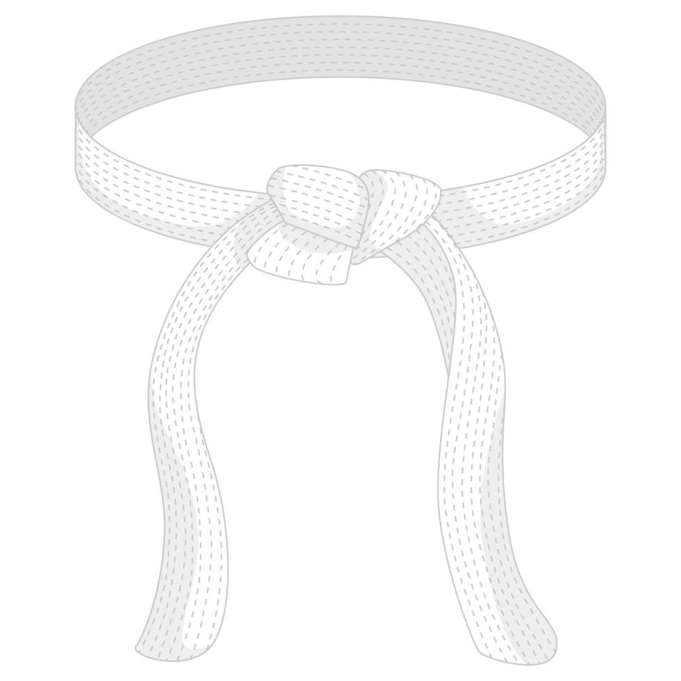 Karate belt white color isolated on white background. Design icon of Japanese martial art in flat style. vector