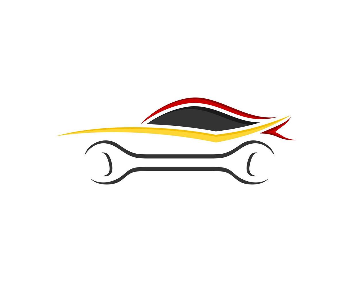 Abstract sports car with repair wrench vector