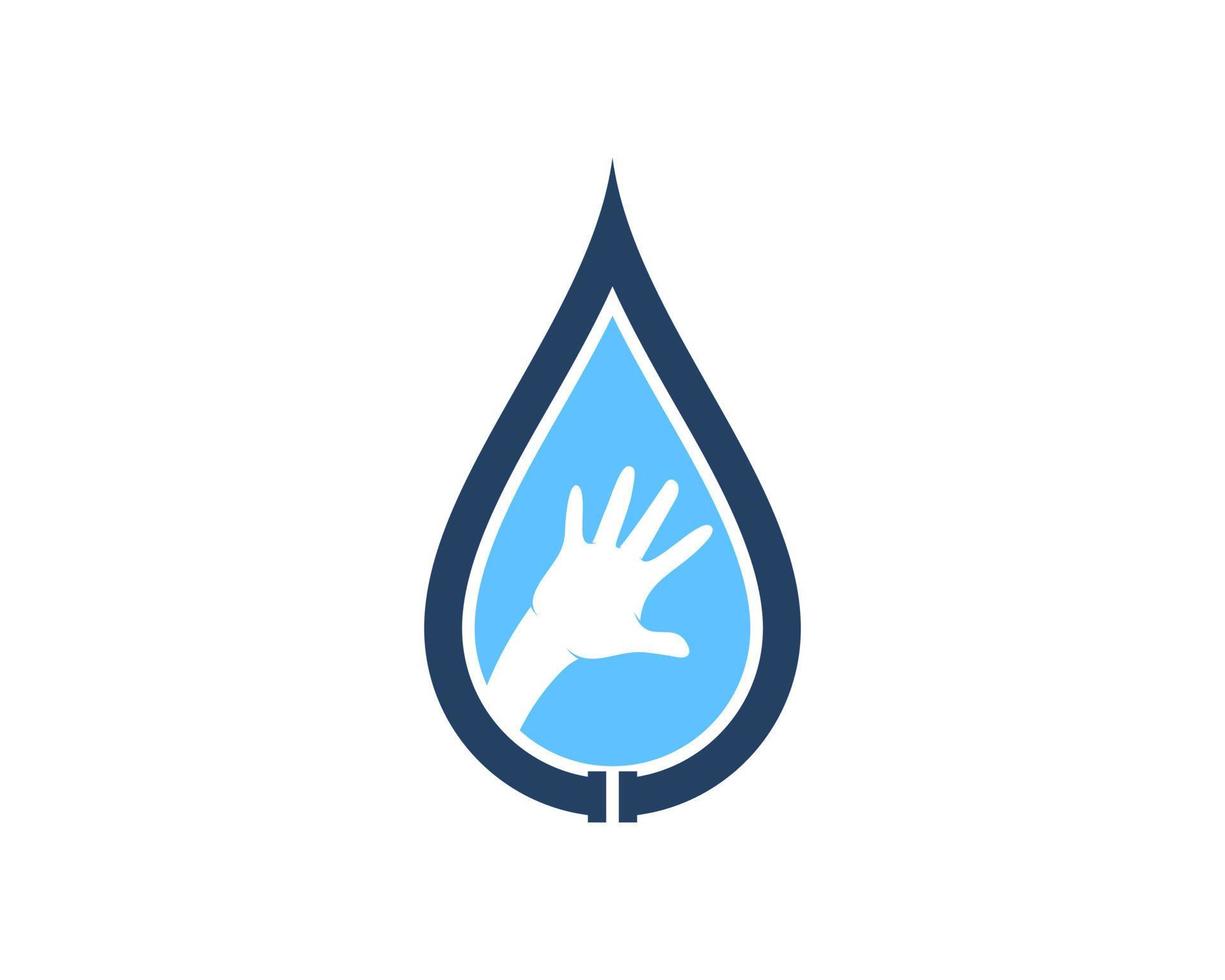 Water drop with pipe and hand care inside vector