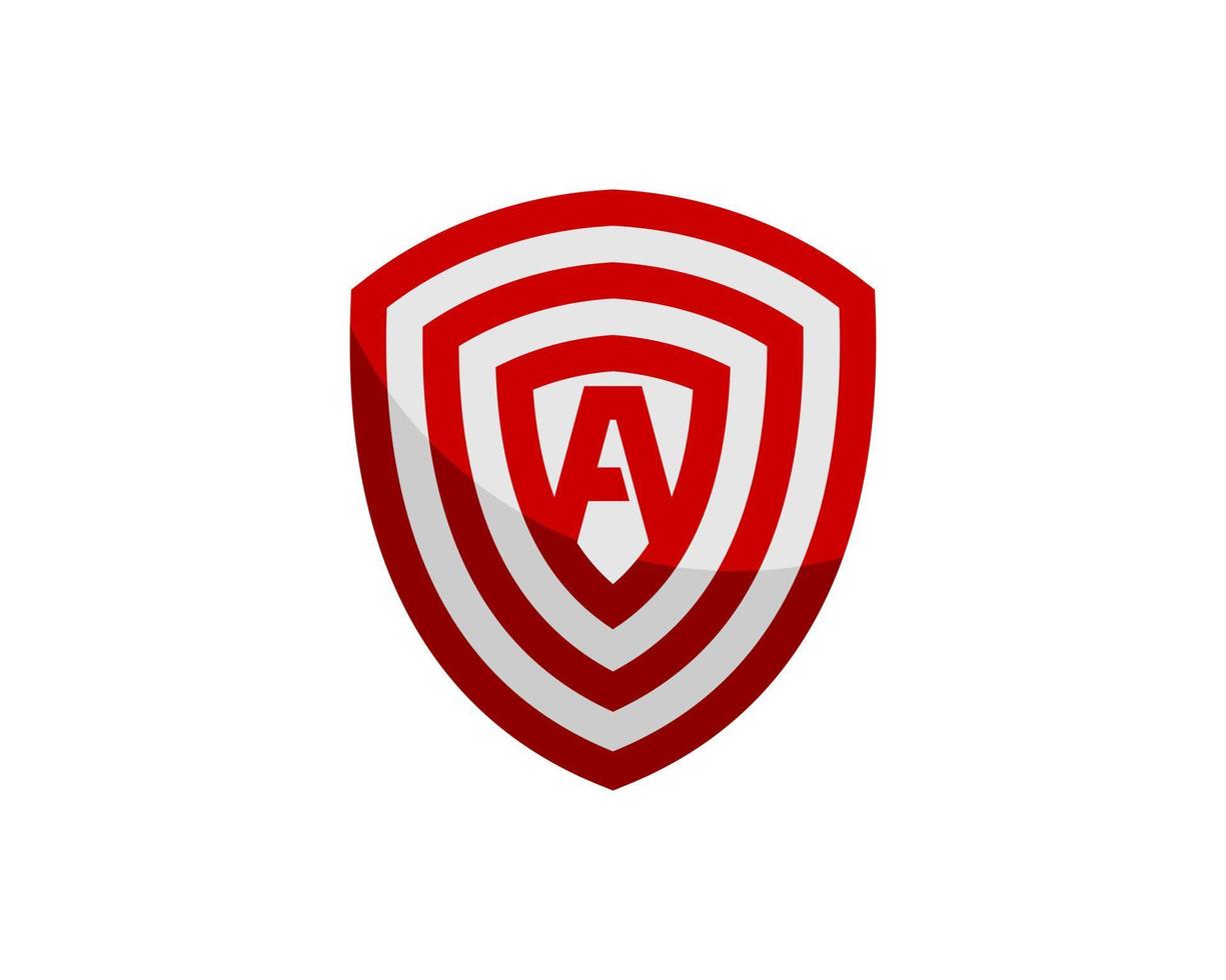 Abstract stripe shield with A letter initial inside vector
