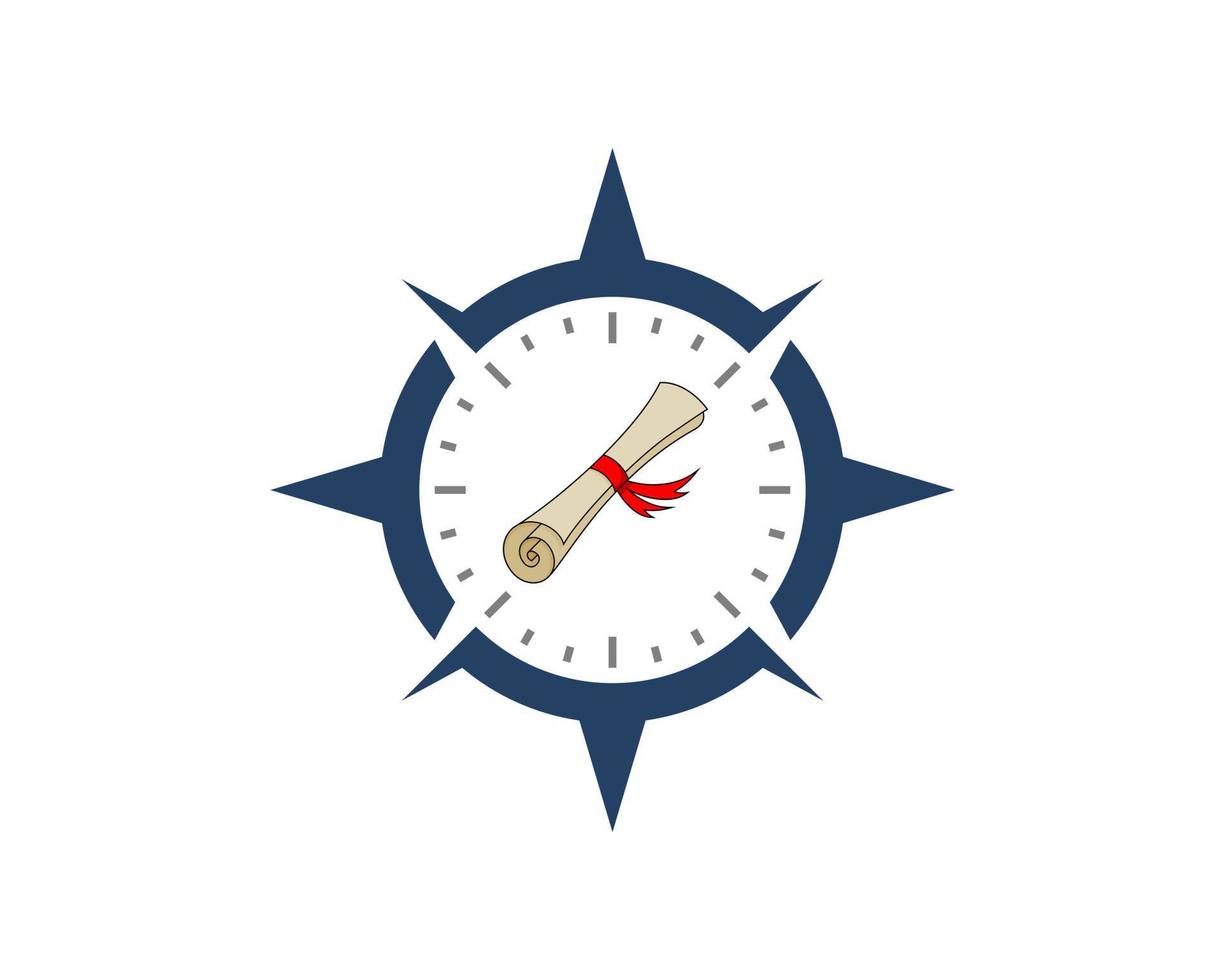 Modern compass with map scroll inside vector