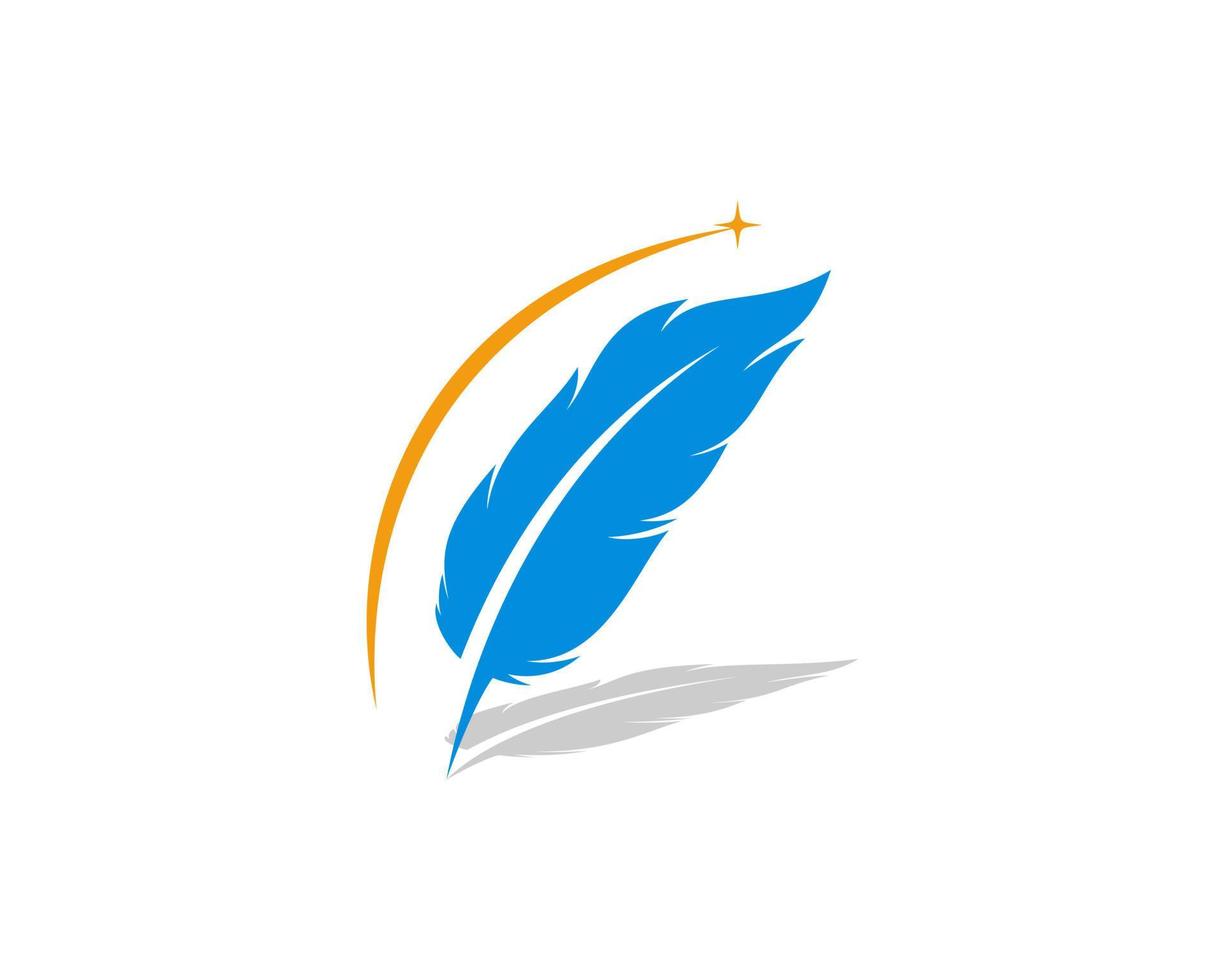 Feather with rising star on top logo vector