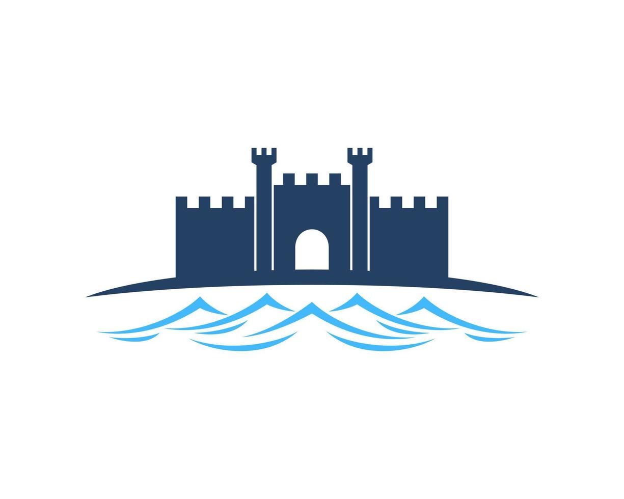 Ancient fortress with water lake inside vector