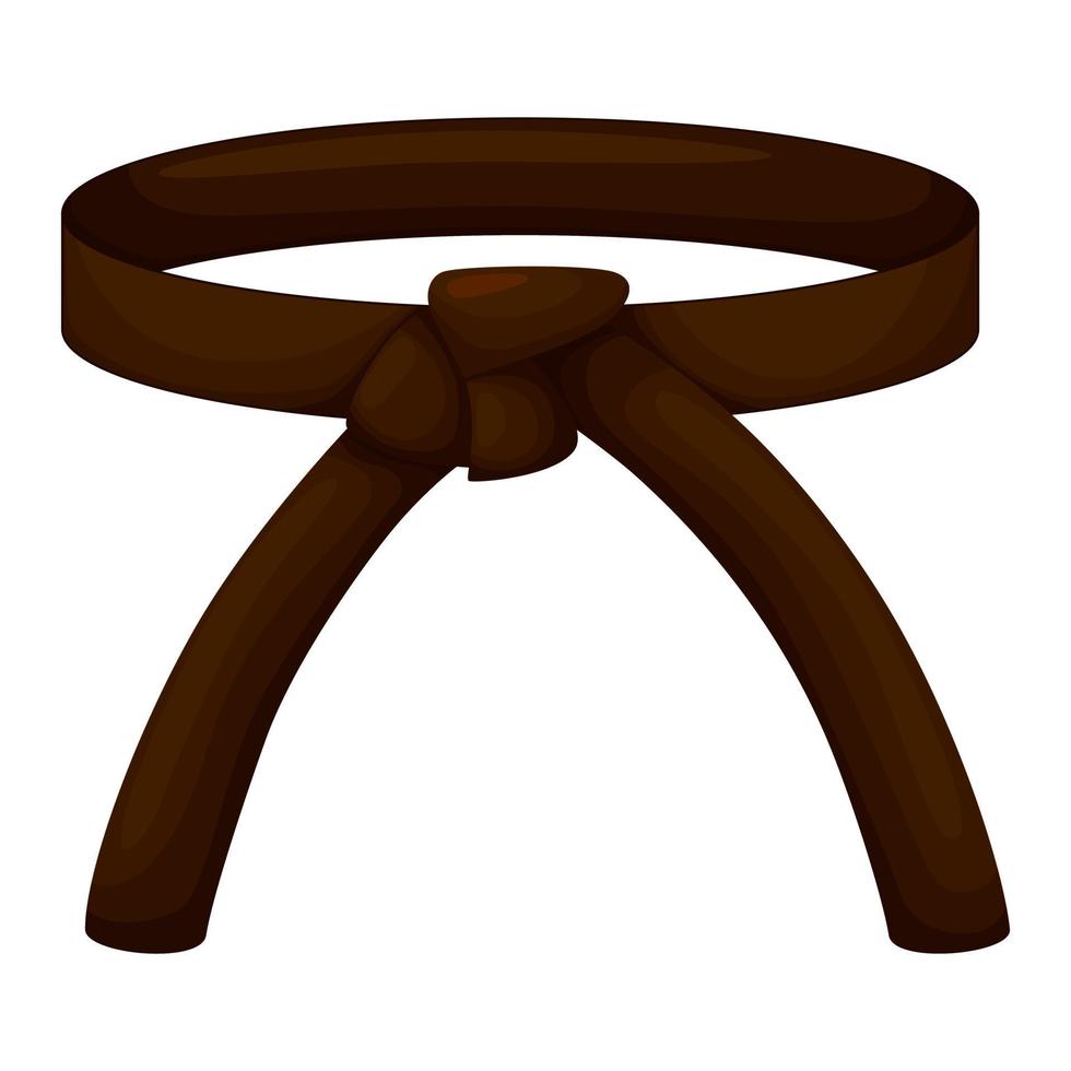 cinturón de karate color marrón oscuro aislado sobre fondo blanco. ícono de diseño del arte marcial japonés en estilo plano. vector