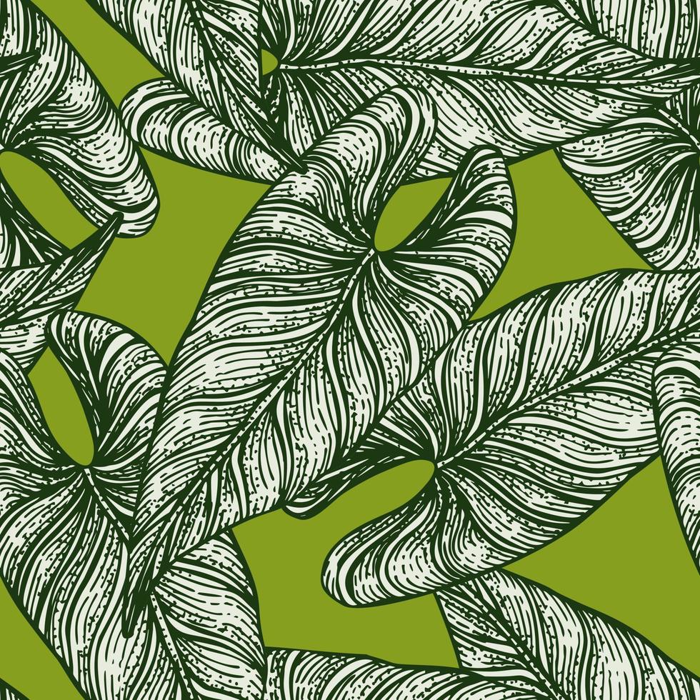 Tropical araceae leaf seamless pattern. Jungle leaves background. vector