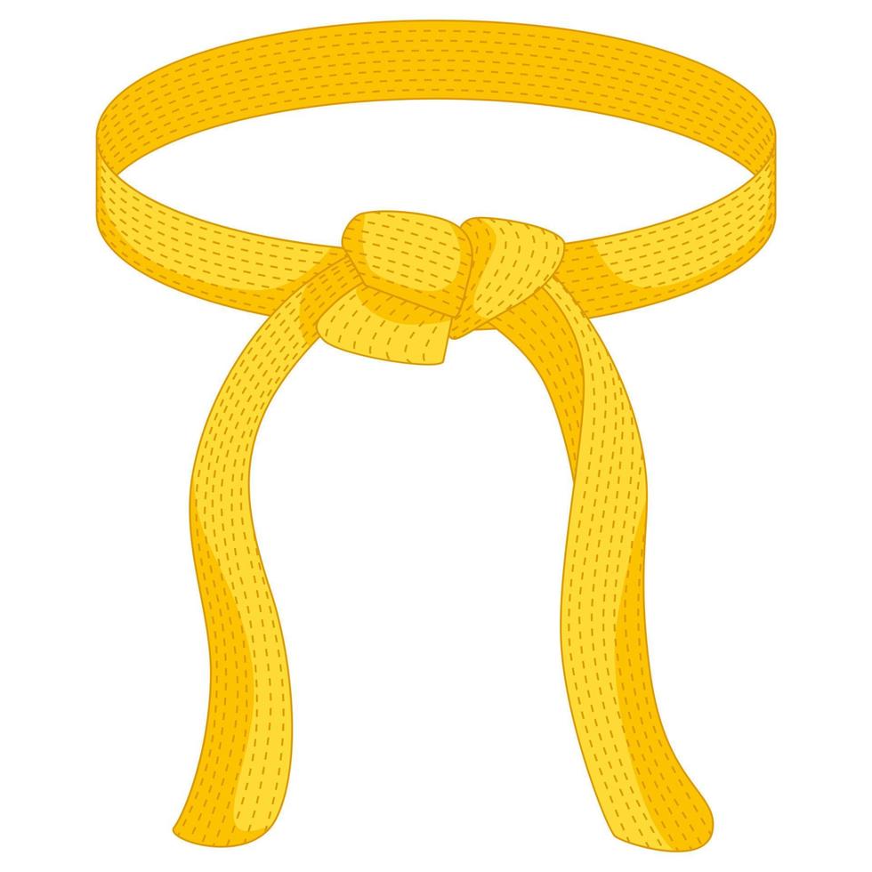 Karate belt yellow color isolated on white background. Design icon of Japanese martial art in flat style. vector