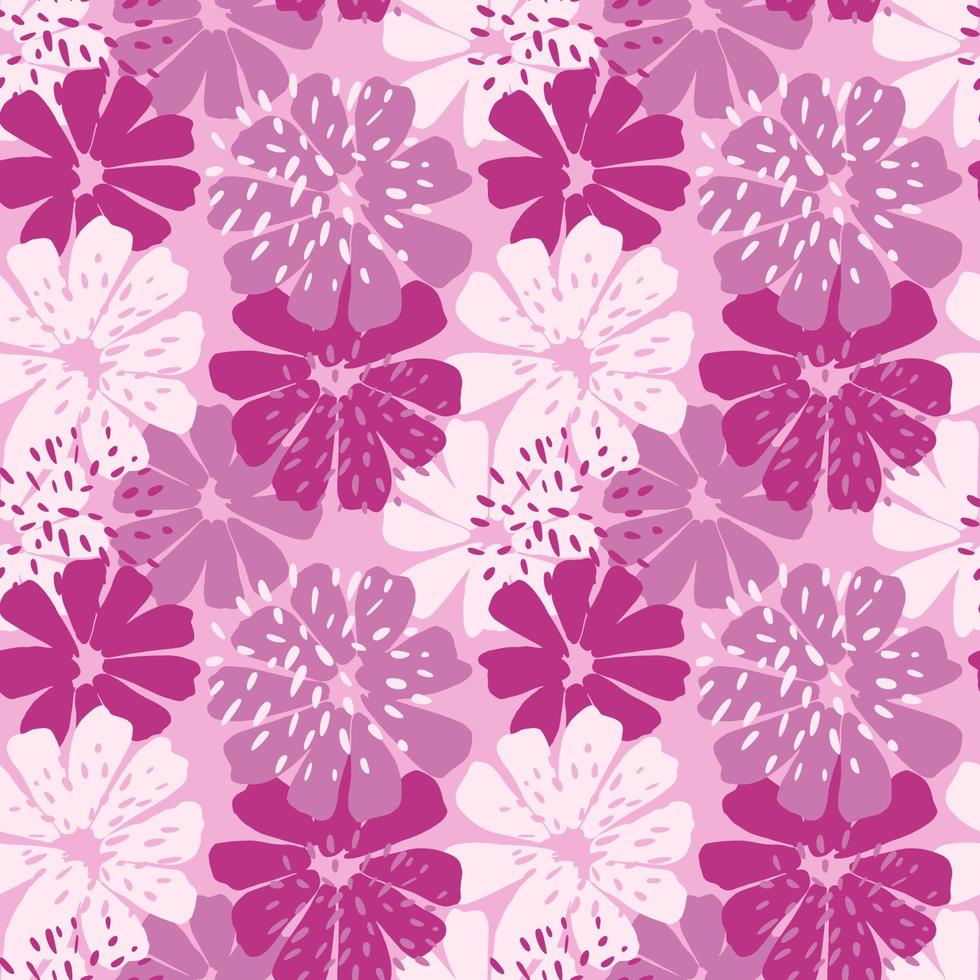 Abstract flower seamless pattern. Decorative pink chamomile background. vector