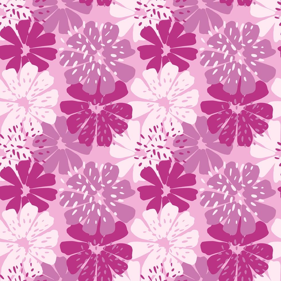 Abstract flower seamless pattern. Decorative pink chamomile background. vector