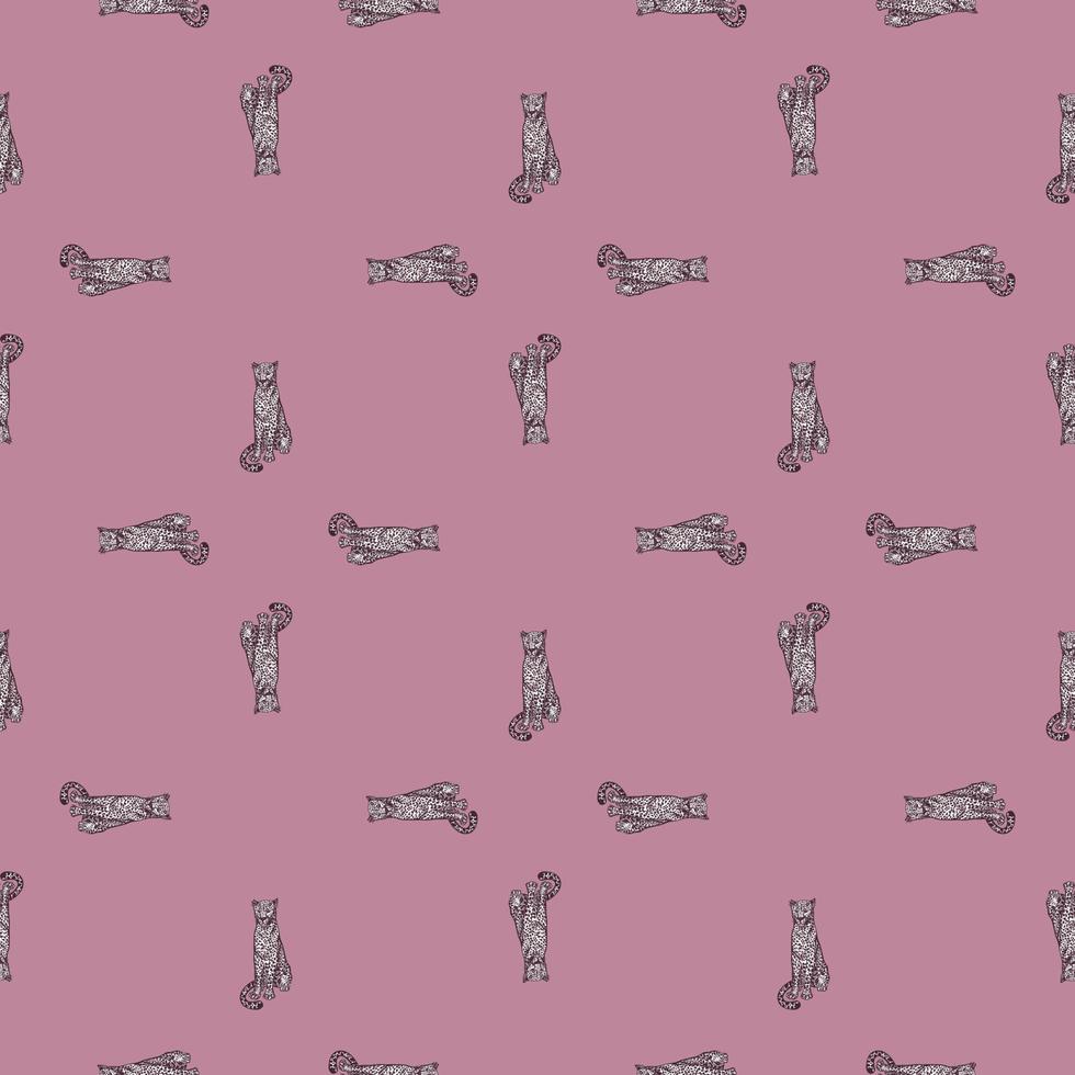 Leopard sitting seamless pattern. Vintage wildlife animals background. vector