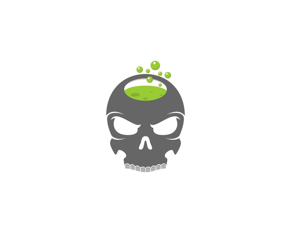 Skull head with green potion liquid inside vector