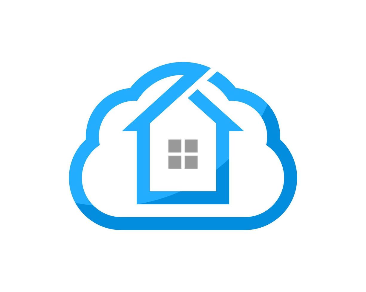 Simple cloud with house inside vector