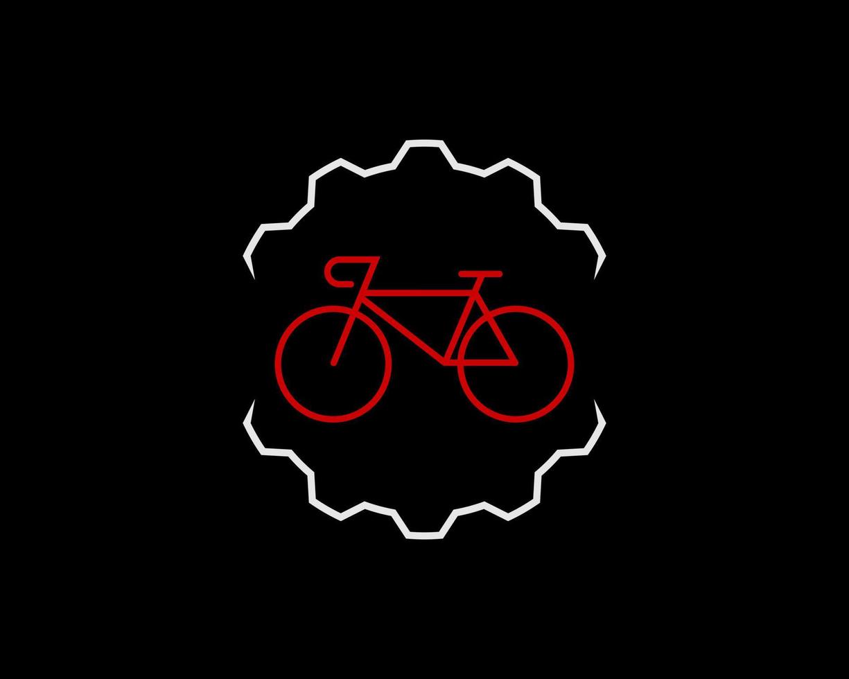 Mechanical gear outline with bicycle inside vector