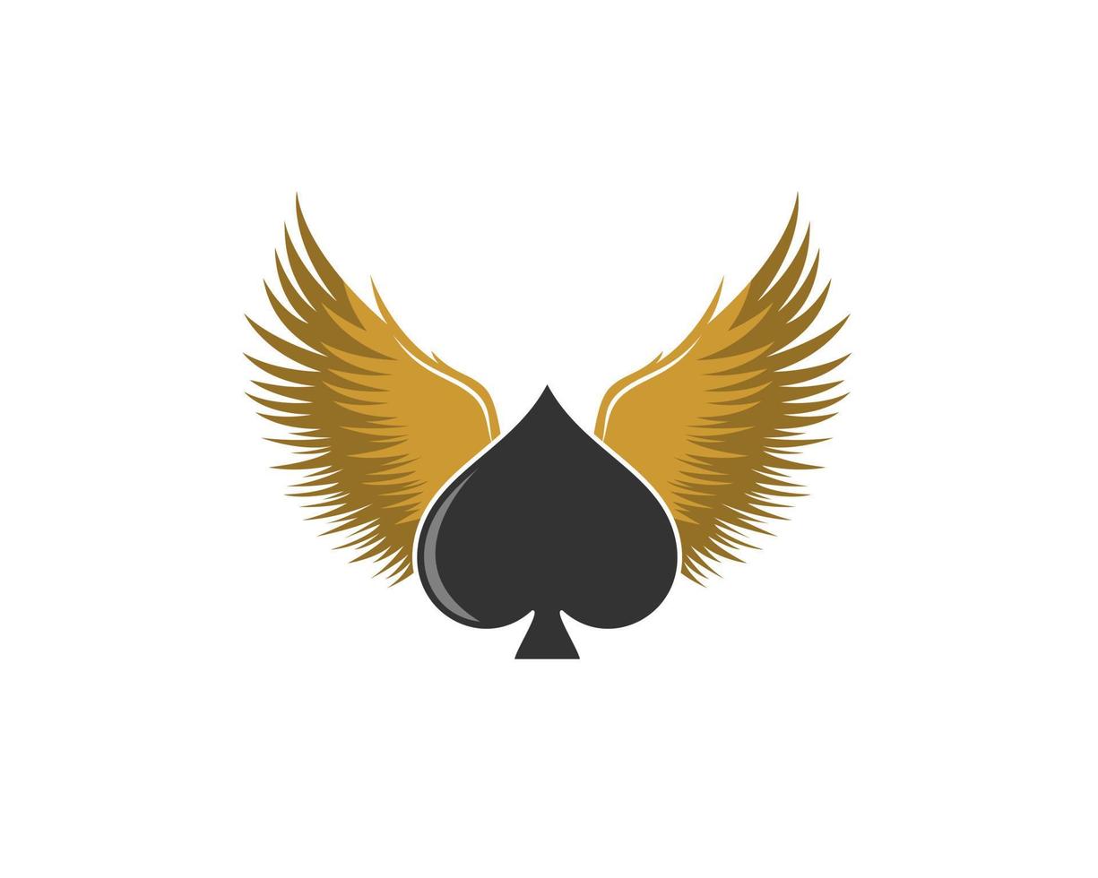 Spade with golden spread wings logo vector