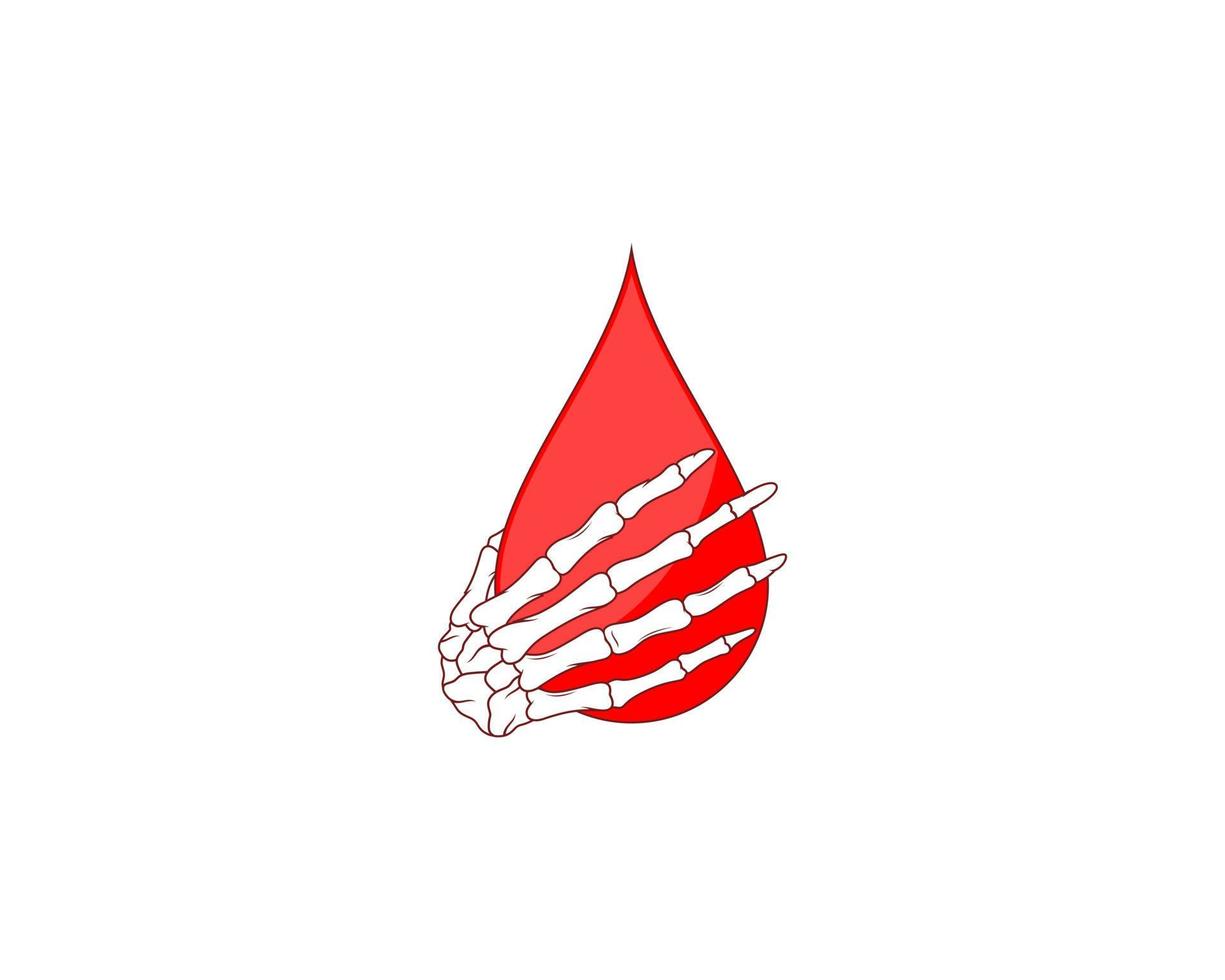 Skeleton hand holding blood illustration logo vector