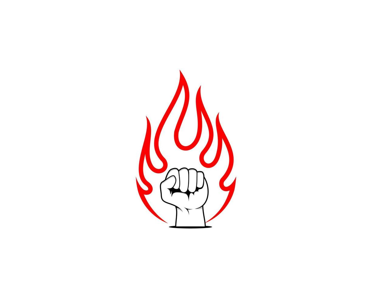 Fist hand with fire flame logo vector