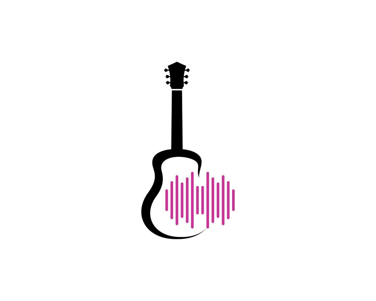 onda de sonido musical en el logo de la guitarra vector