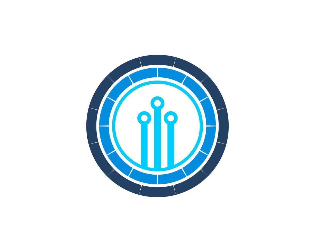 Circle camera lens with circuit tech inside vector