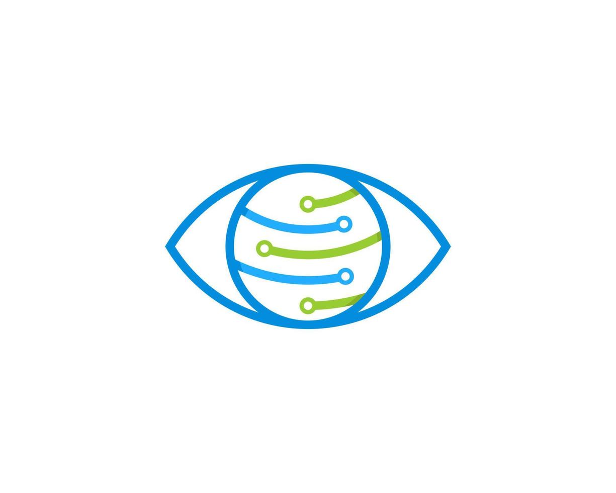 Eyes line with circuit tech inside vector