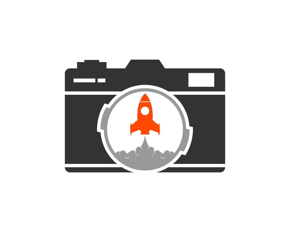 Camera with rocket launch inside vector