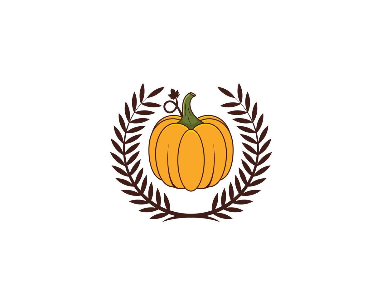 Pumpkin in the circle wheat logo vector