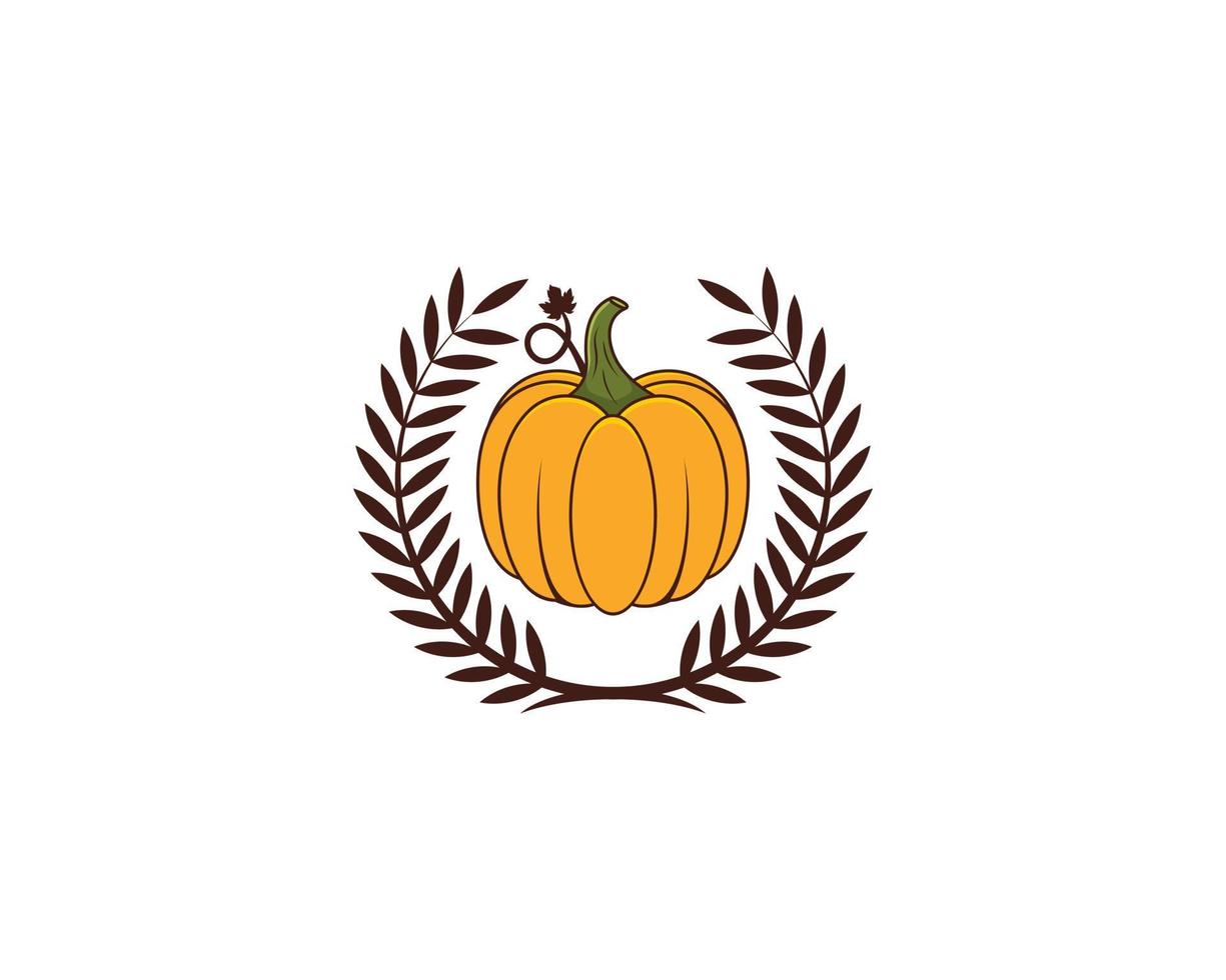 calabaza en el logo de trigo circular vector