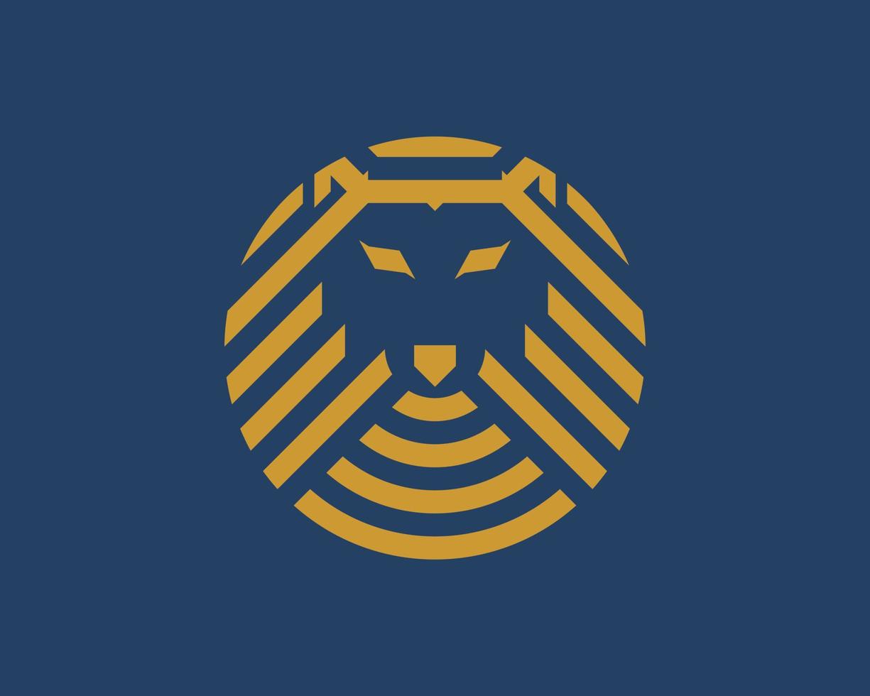 Abstract circle lion head with stripes style vector