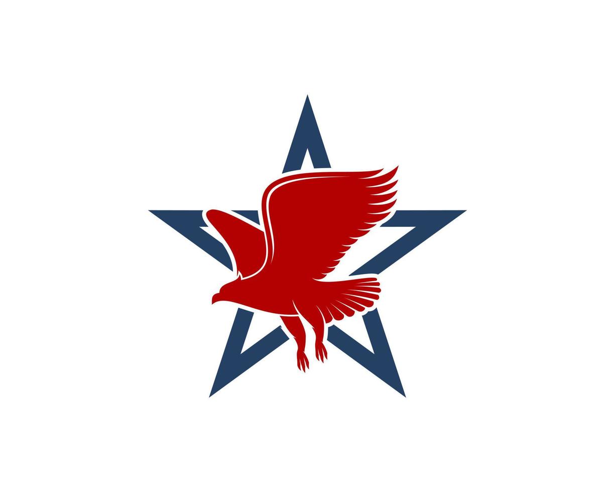 Abstract star shape with flying eagle inside vector