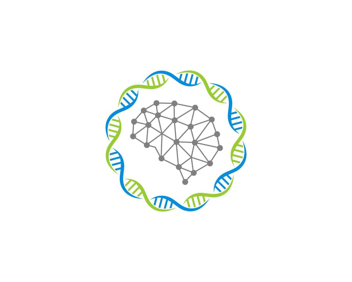 Circle DNA helix with brain connection in the middle vector