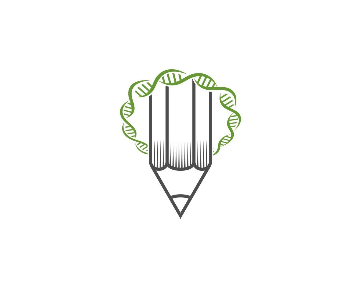 Pencil out of circle DNA helix logo vector