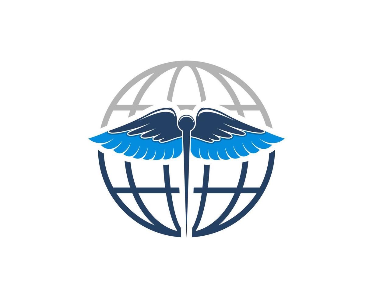 Abstract globe with caduceus inside vector