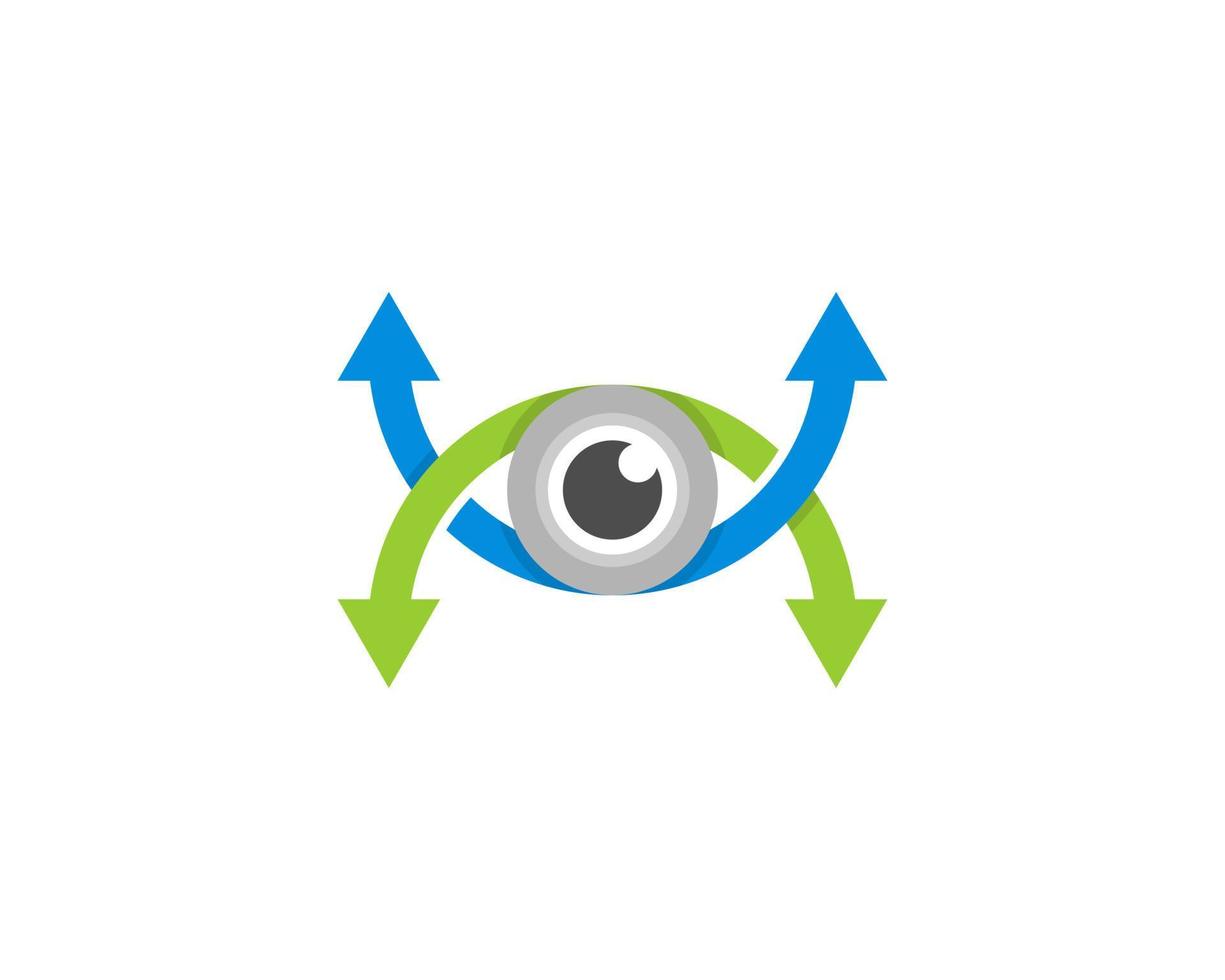 Arrow up and down with eye lens in the middle vector