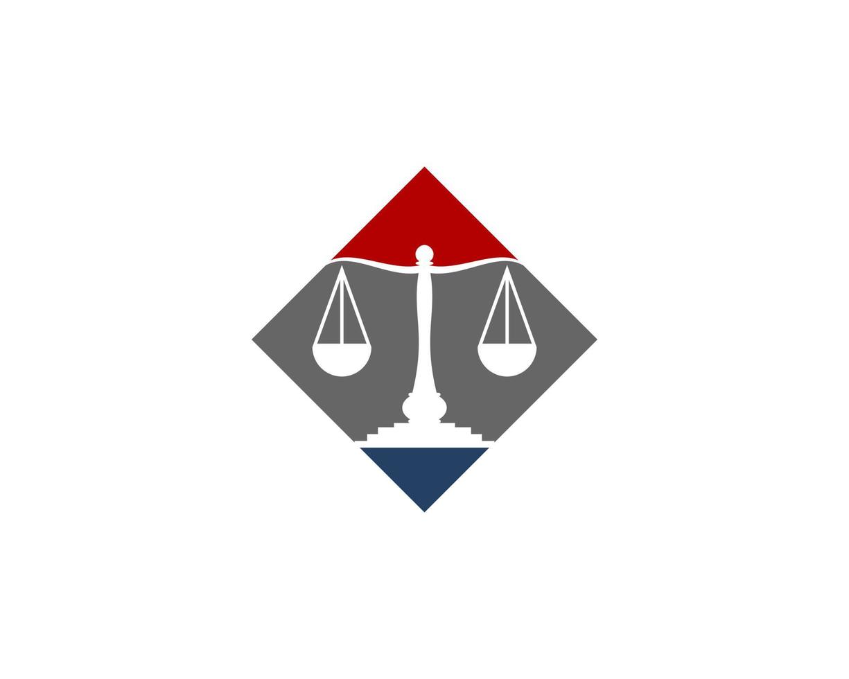 Scale balance law firm in the rectangle logo vector