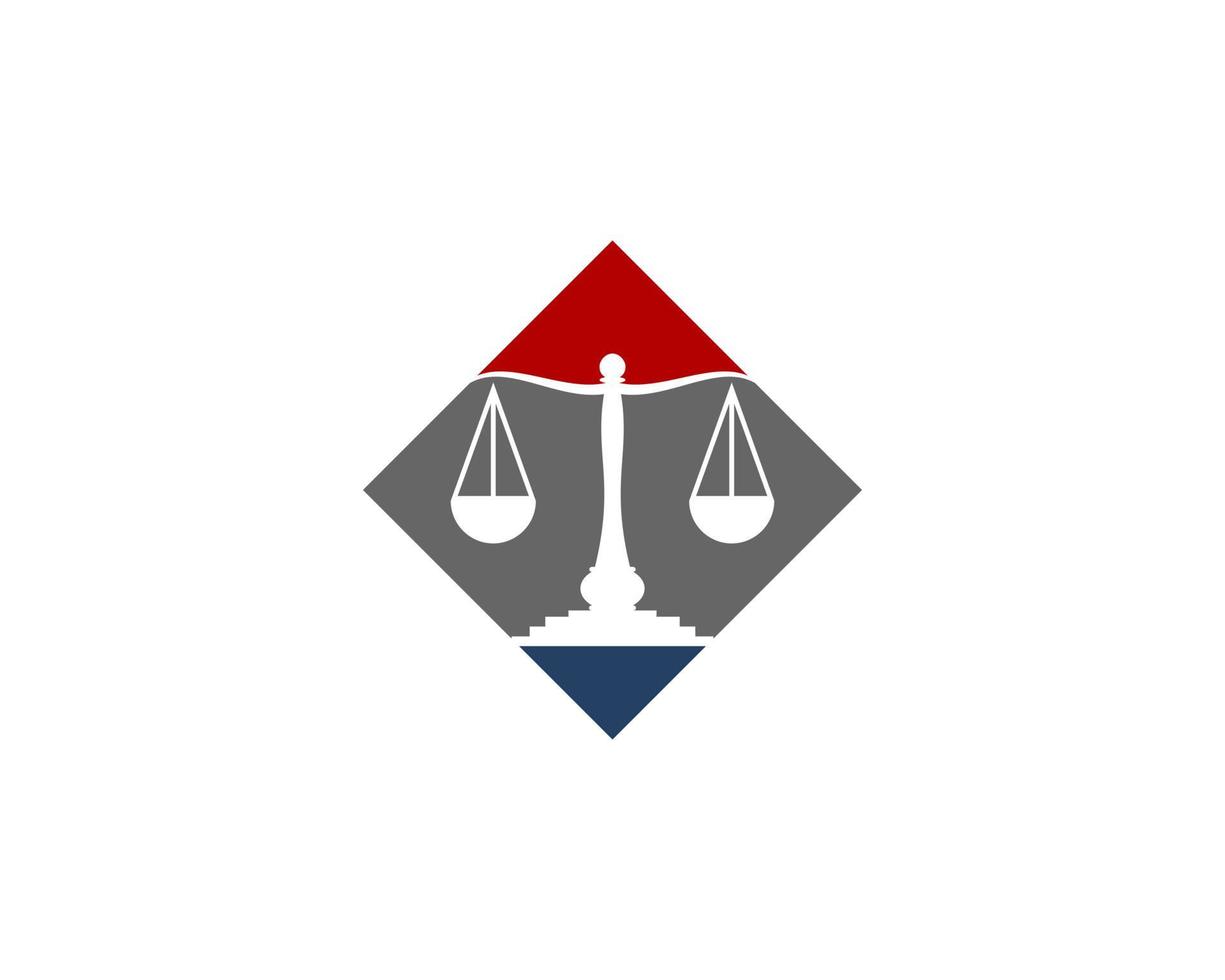 bufete de abogados de equilibrio de escala en el logotipo del rectángulo vector