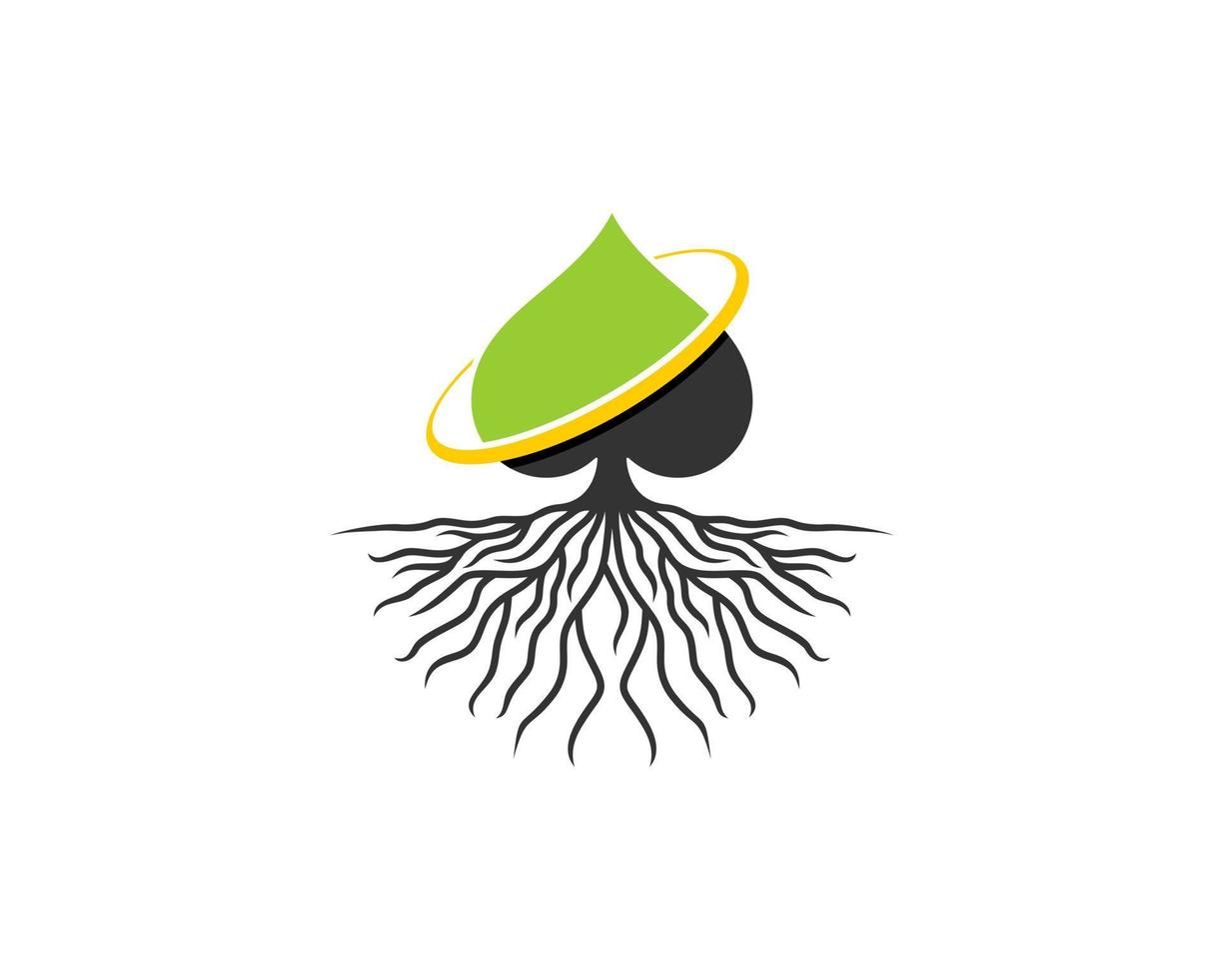 Spade on the tree roots illustration logo vector