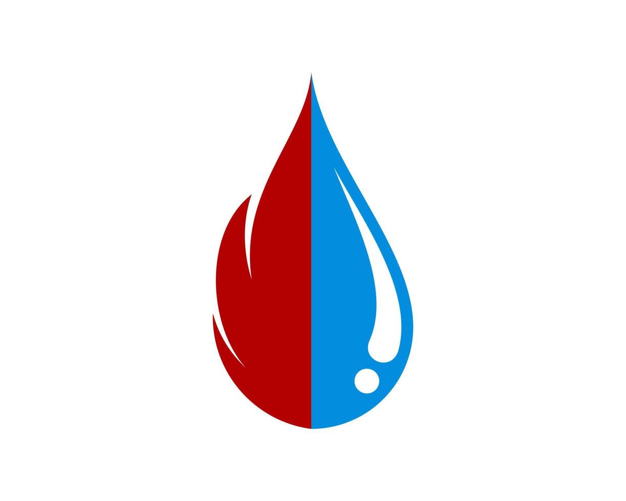 la mitad del logo de la gota de fuego y agua vector
