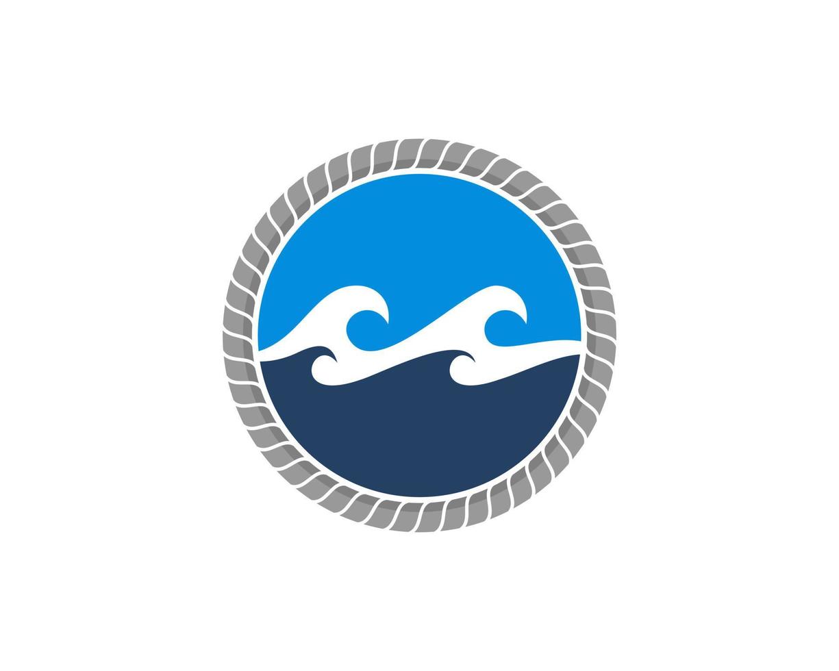 Sea wave inside the circle rope logo vector