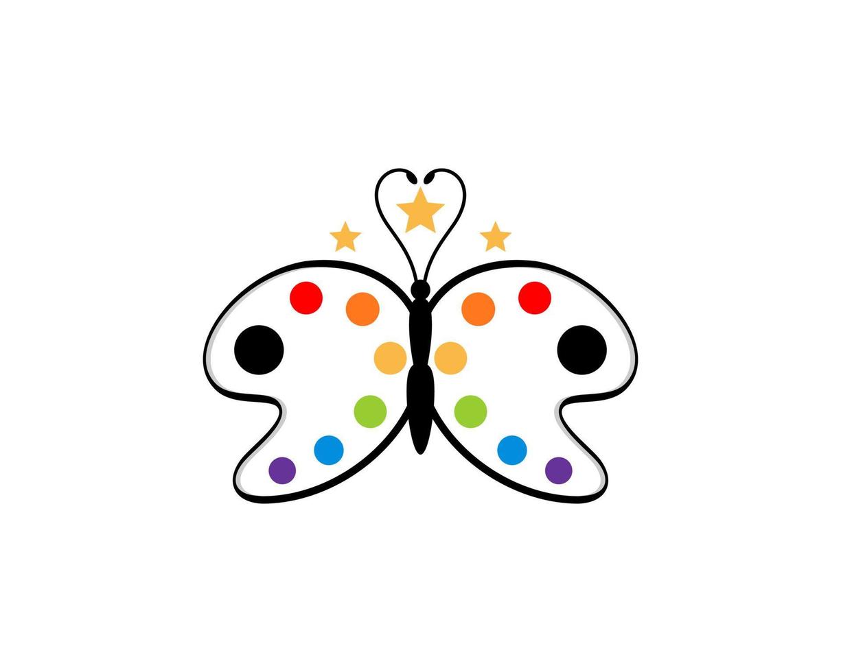 Combination Flying butterfly with color palette logo vector