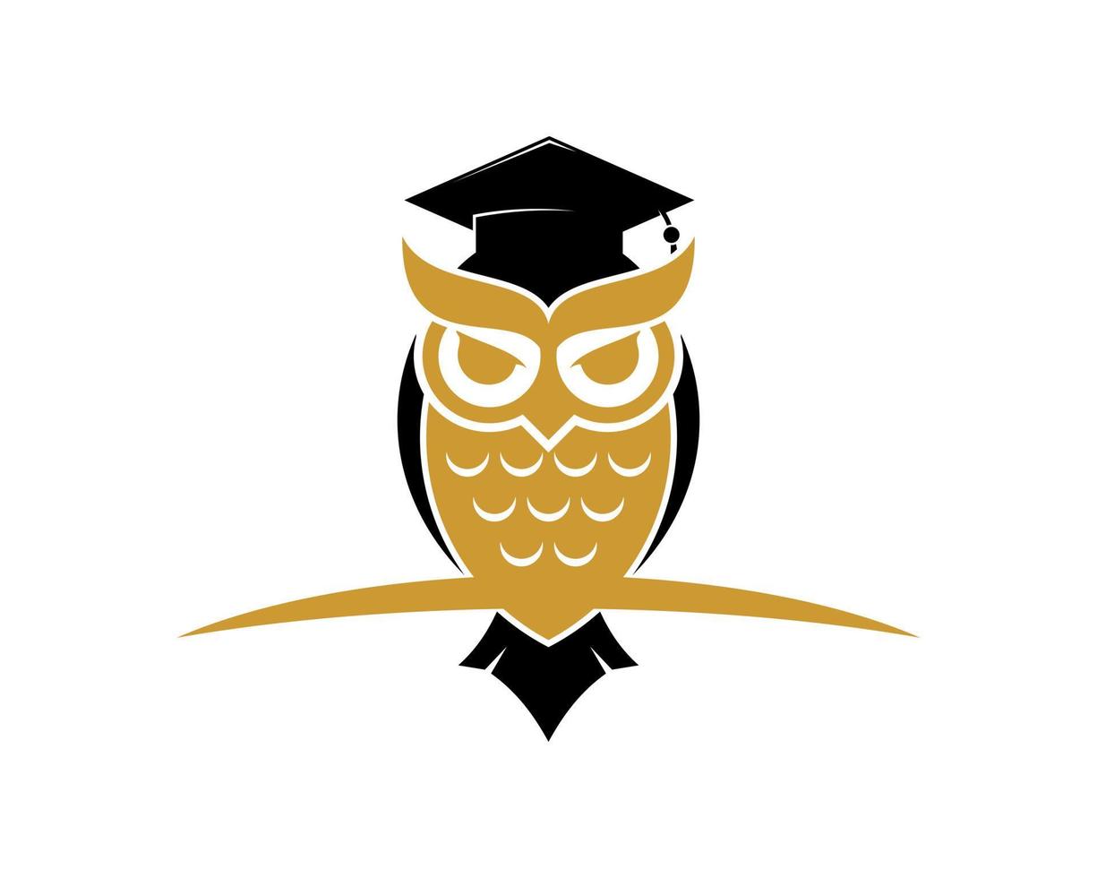 Smart owl in the twig with graduation hat vector