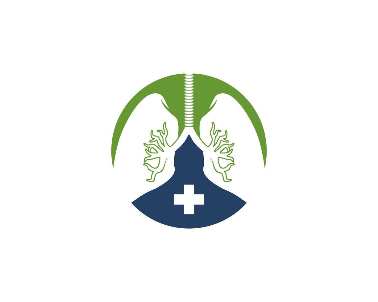 Lung and medical plus symbol in the circle logo vector