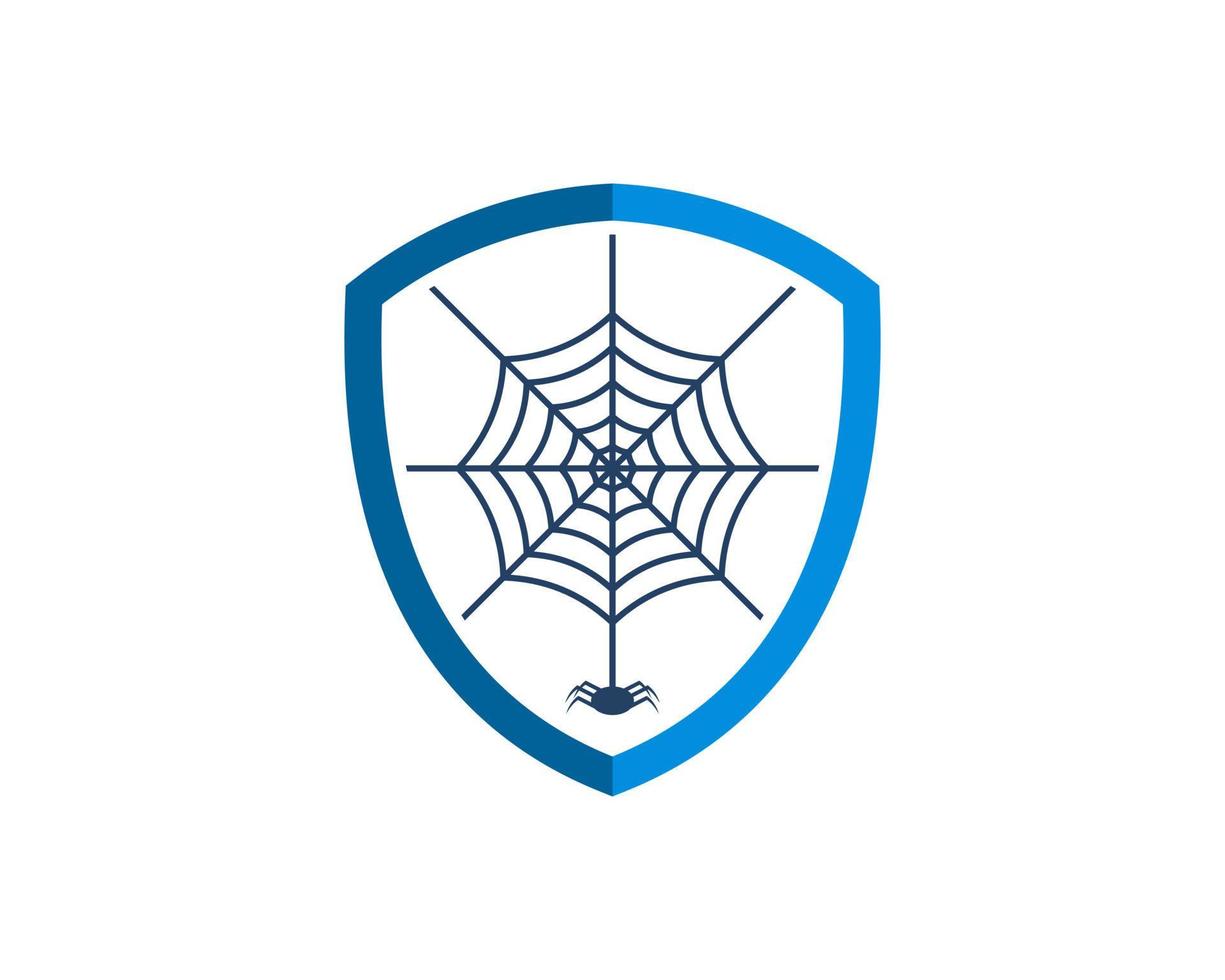 Simple shield with spider web inside vector