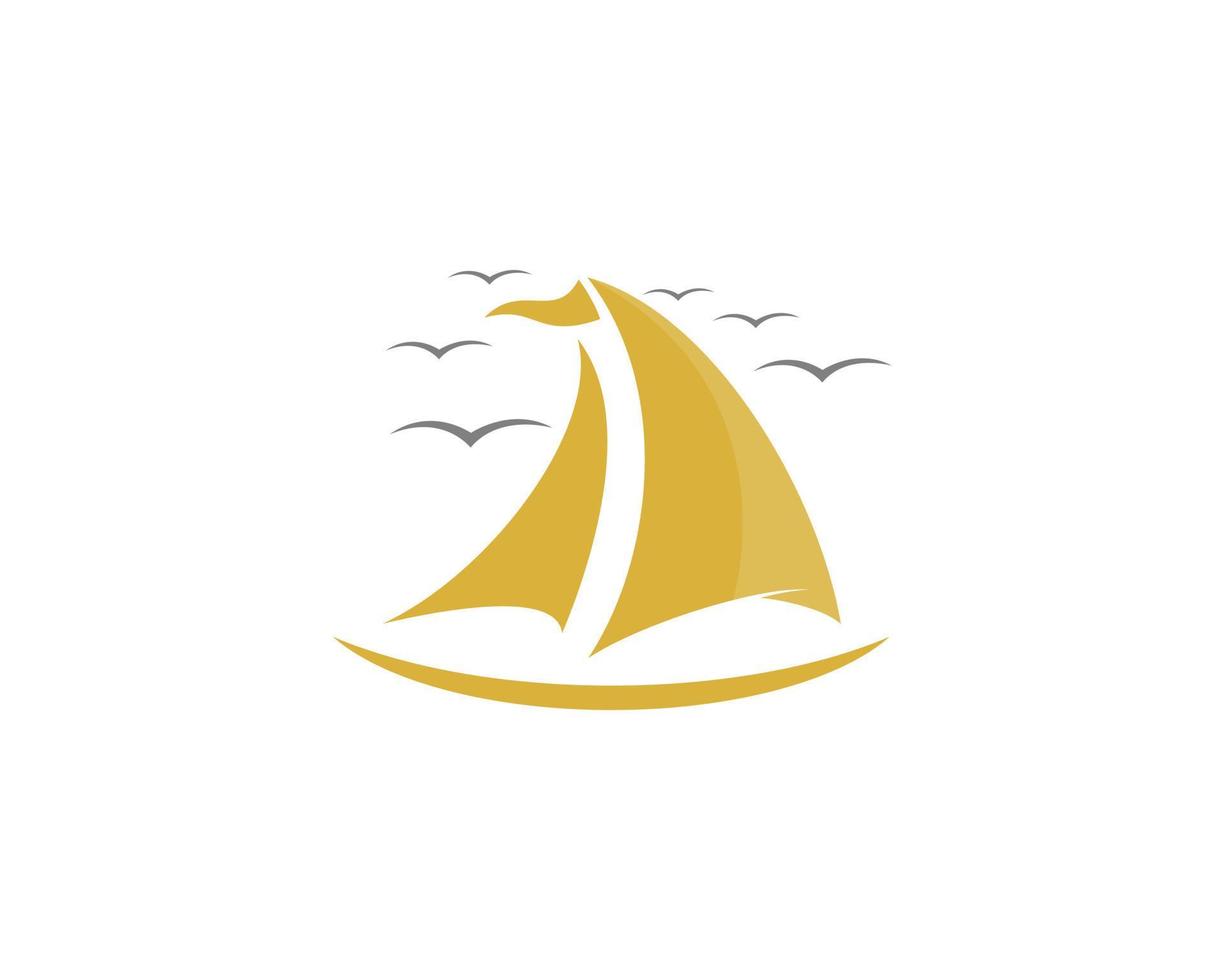 Sailing boat with flying birds on top vector