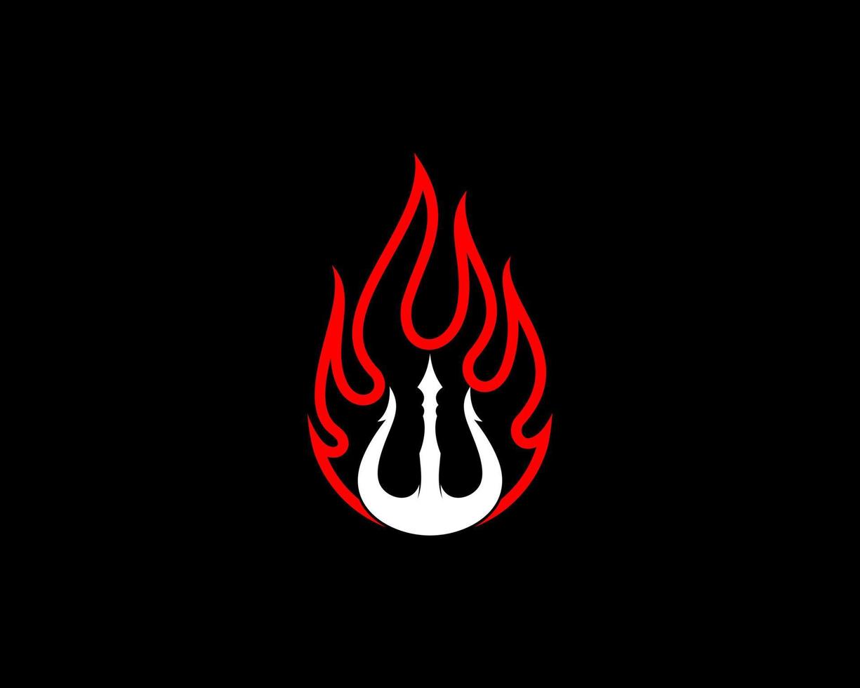 Fire flame with trident in the middle vector