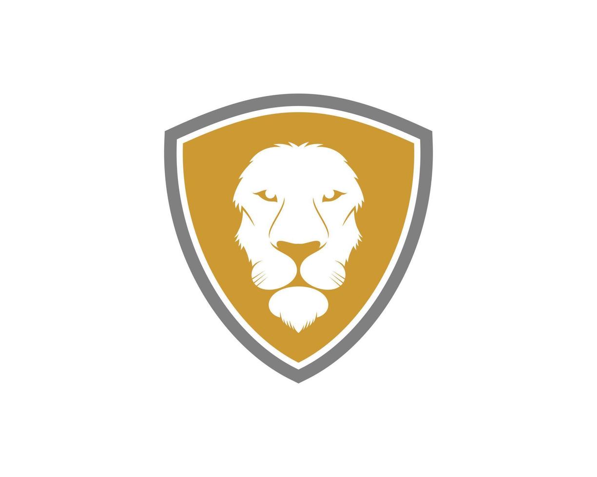 escudo simple con cabeza de león dentro vector