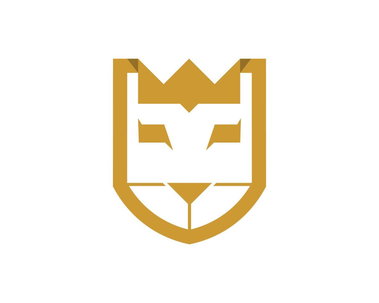 escudo simple con cabeza de león dentro vector